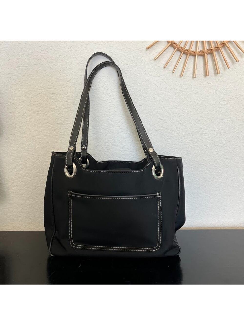Vintage 90s Y2K Gloria Vanderbuilt Black Nylon Shoulder Bag